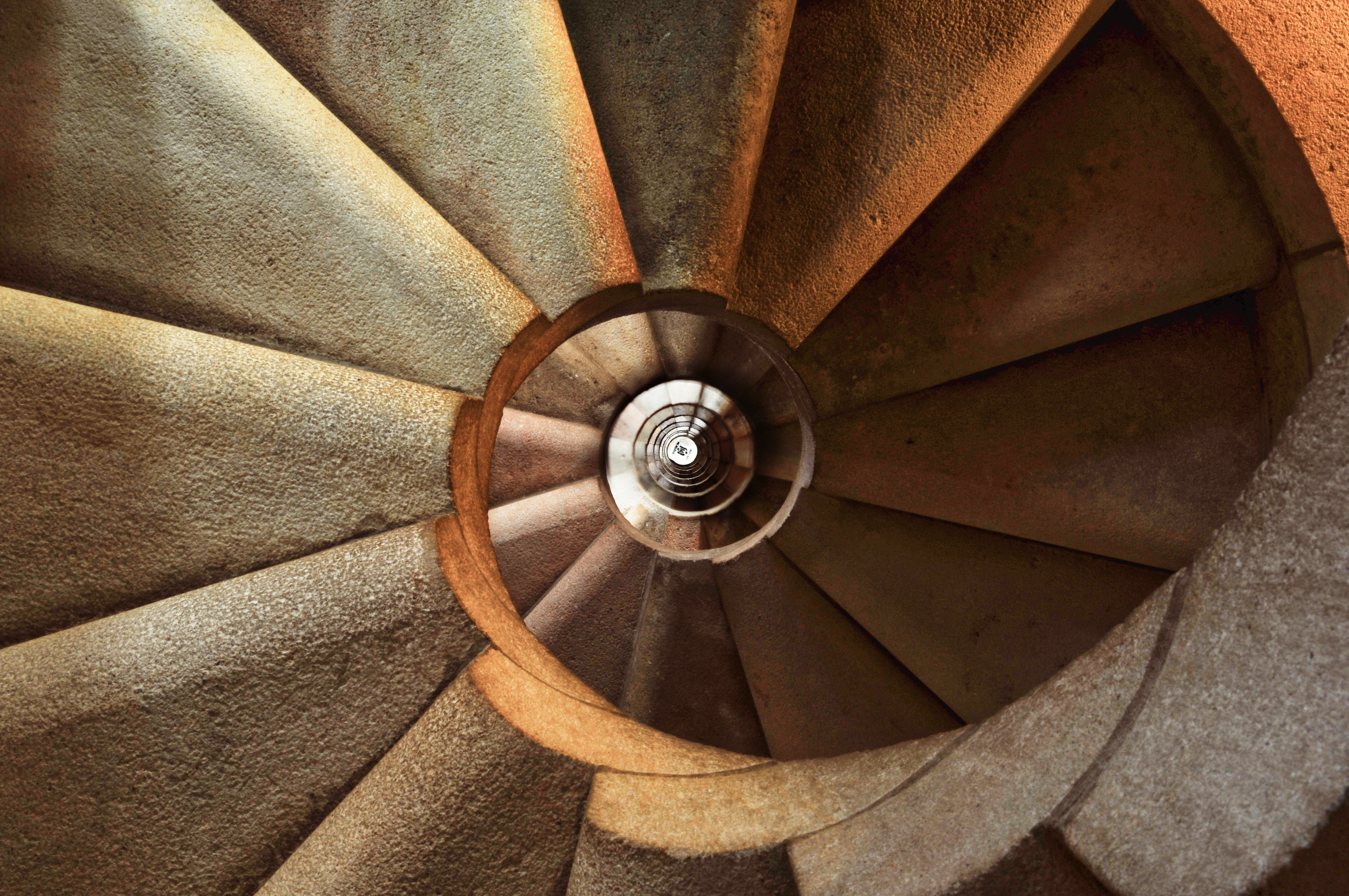 overview of stone stairway spiral